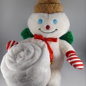 Mr. Bingle 2018 Large 18" Plush with white Throw Blanket Iconic New Orleans